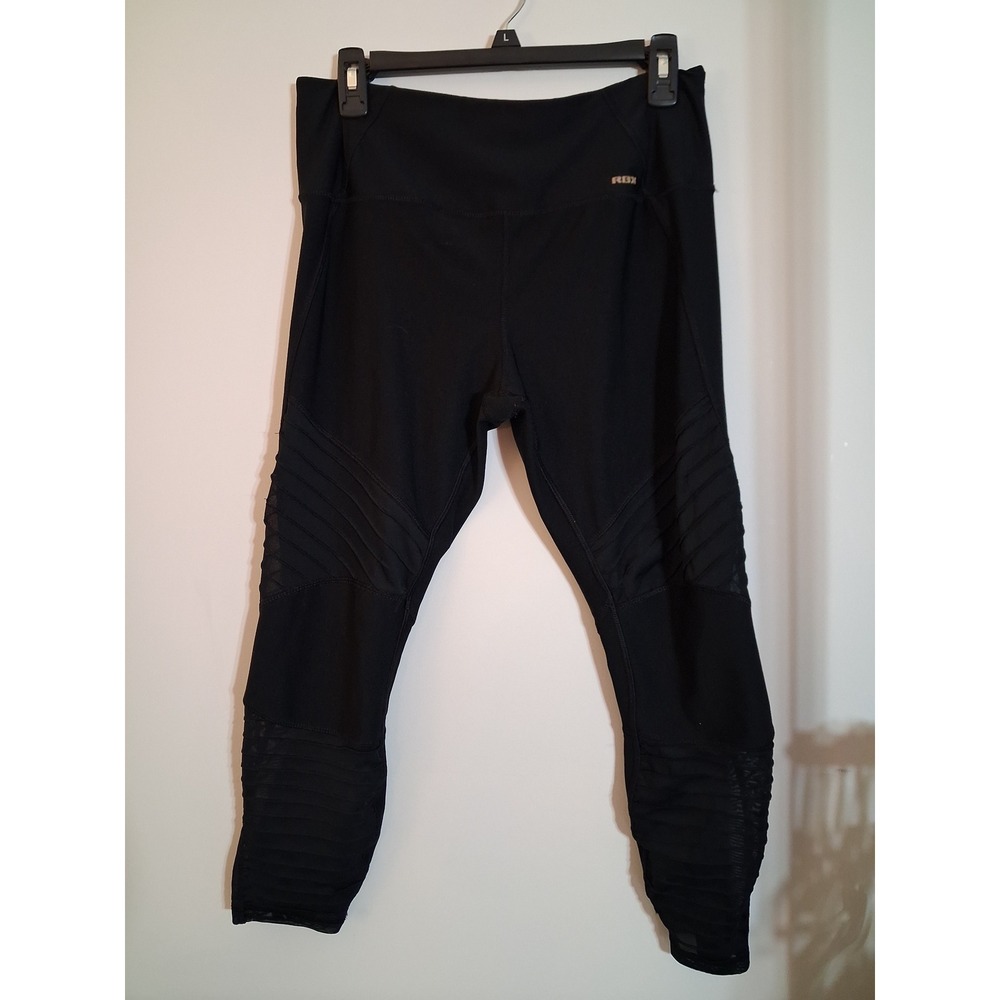 RBX Live Life Active Womens XL Black Mesh Moto Ribbed Athletic Leggings